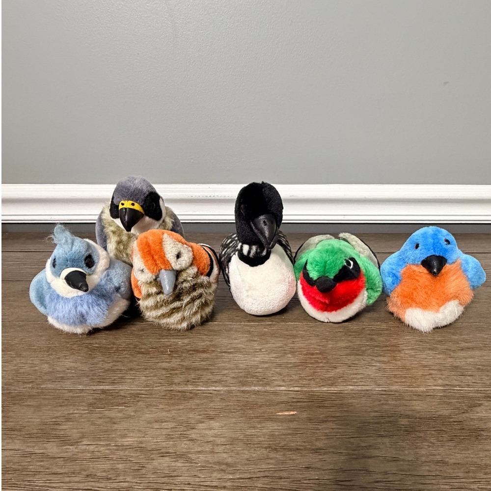 K&M International Wild Republic Bird Plush Lot of 6 Blue Jay Loon Bluebird 4"